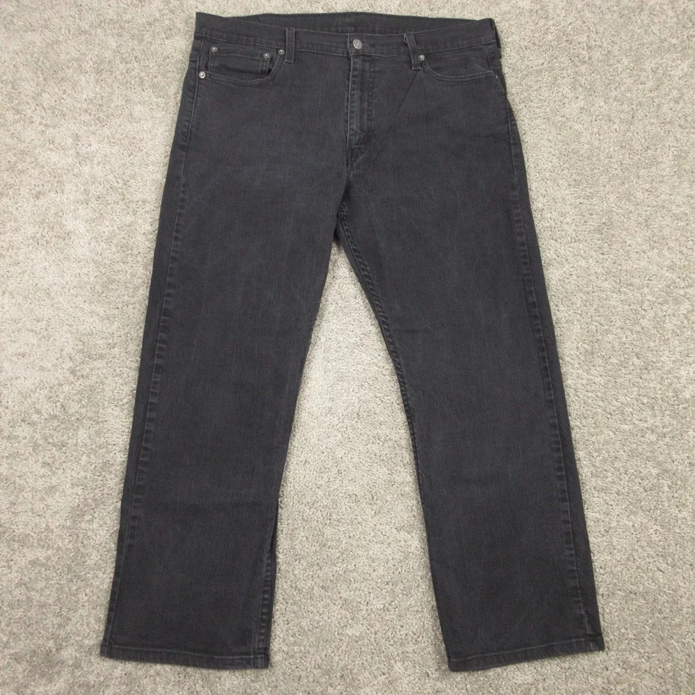 Levis Jeans Mens 36x30 Black 569 Loose Straight Baggy Washed Dark Denim Pants
